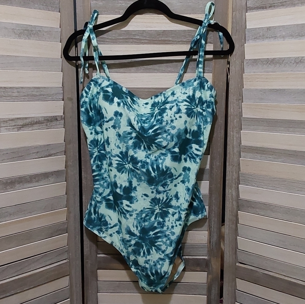 Shoulder Tie Square Neck Medium Coverage One Piece Swimsuit | Kona Sol | X Large